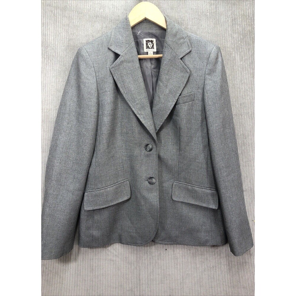 Anne Klein Womens Blazer Size 8 Gray Career Professional Workwear